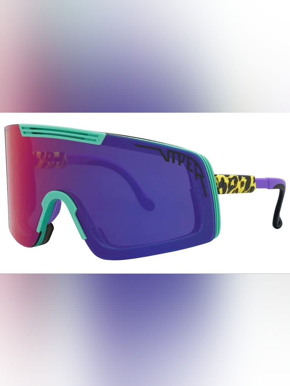 Pit Viper Purple-Teal Leopard Accented Shield Sunglasses